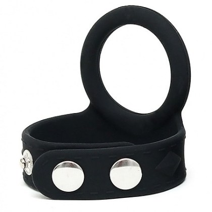 Silikon-Penis-/Hodenring, schwarz (M/L) Silikon-Penis-/Hodenring, schwarz (M/L)