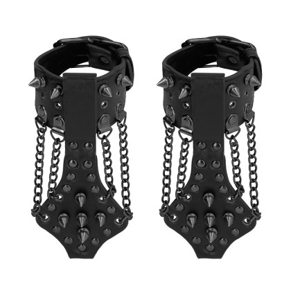 Ouch! Skulls and Bones Spiked Handcuffs with Chains: Handfesseln, schwarz Ouch! Skulls and Bones Spiked Handcuffs with Chains: Handfesseln, schwarz