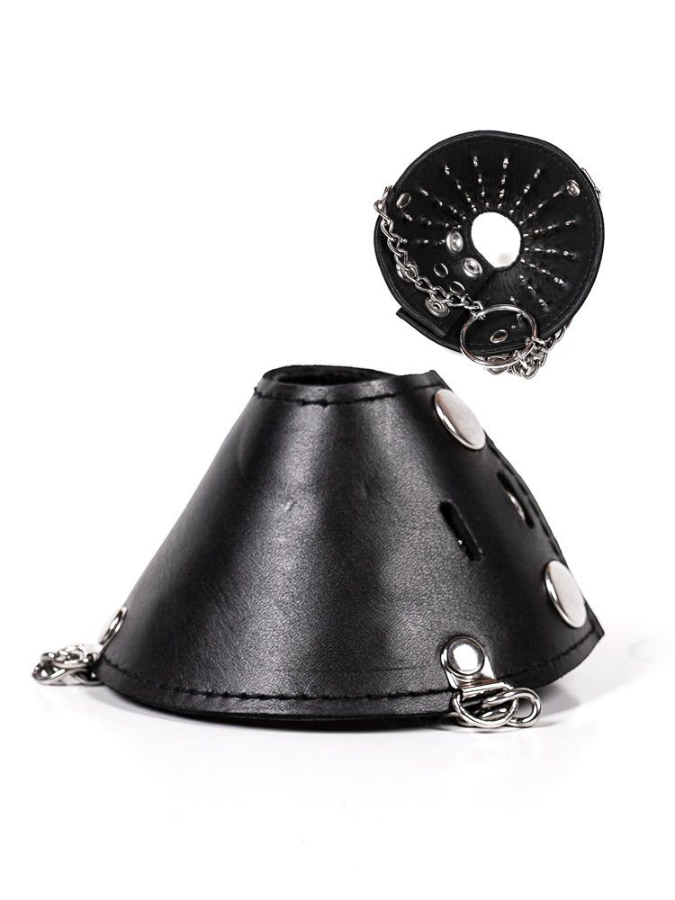 Black Label Spiked Parachute Ball Stretcher: Leder-Hodenstretcher, schwarz