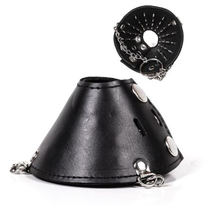 Black Label Spiked Parachute Ball Stretcher: Leder-Hodenstretcher, schwarz Black Label Spiked Parachute Ball Stretcher: Leder-Hodenstretcher, schwarz