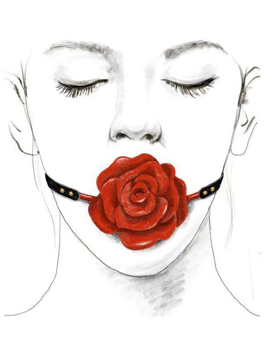 Zalo Rose Ball Gag: Mundknebel Rose, rot/schwarz