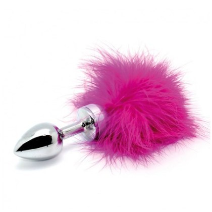 Edelstahl-Plug mit Feder, silber/pink Edelstahl-Plug mit Feder, silber/pink