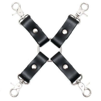 Leder-Hogtie-Fesselkreuz, schwarz Leder-Hogtie-Fesselkreuz, schwarz