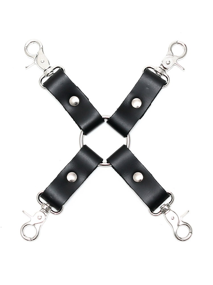 Leder-Hogtie-Fesselkreuz, schwarz
