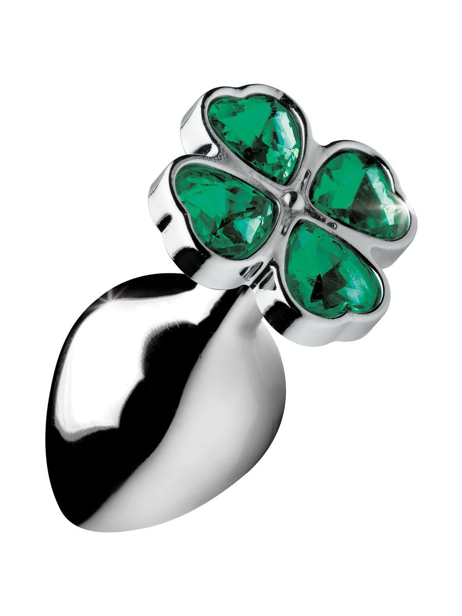 Booty Sparks Lucky Clover Gem: Anal-Plug, silber/grün (Medium)