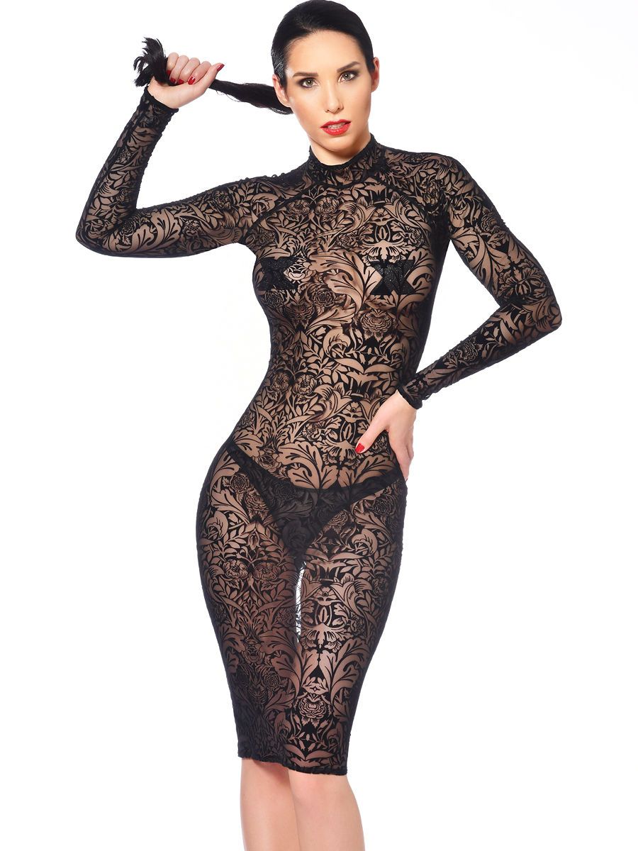 Patrice Catanzaro Azia: Netz-Minikleid, schwarz (L)