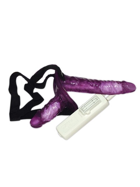 Vibrating Strap-On Duo, lila