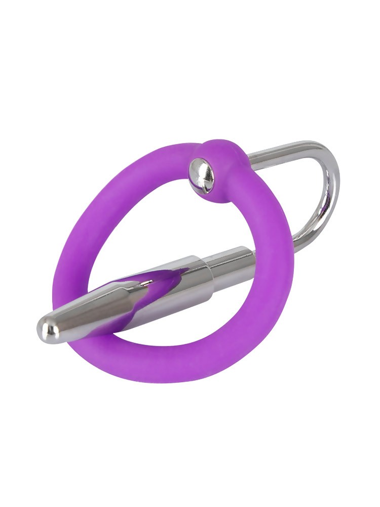 Penisplug: Eichelring mit Dilator, lila/silber