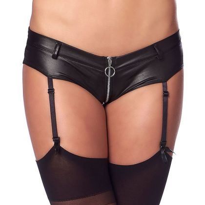 Wetlook-Strapspanty und Strümpfe, schwarz (S/M) Wetlook-Strapspanty und Strümpfe, schwarz (S/M)