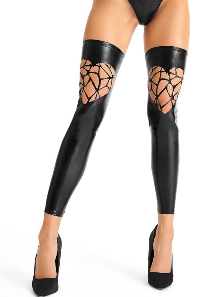 7-Heaven Wetlookstulpen: S532, schwarz (L/XL)