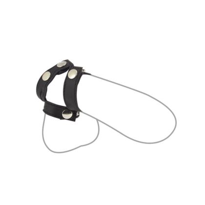 Leder-Penis-/Hodenriemen mit Druckknöpfen, schwarz Leder-Penis-/Hodenriemen mit Druckknöpfen, schwarz