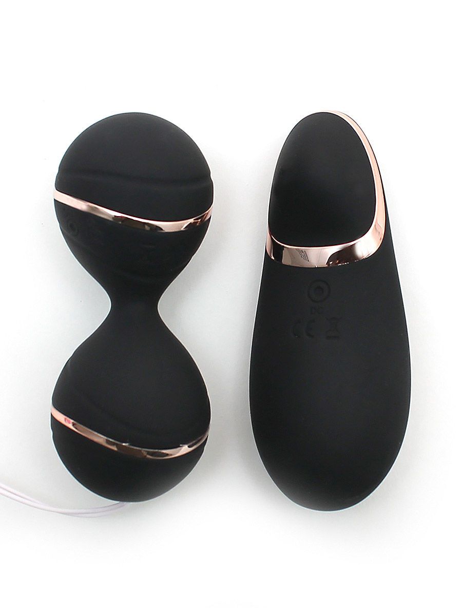 Ibiza Vibrating Lay-On Kegel Ball: Vibro-Liebeskugel-Set, schwarz/roségold