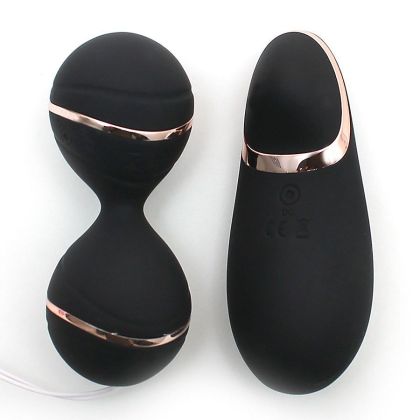 Ibiza Vibrating Lay-On Kegel Ball: Vibro-Liebeskugel-Set, schwarz/roségold Ibiza Vibrating Lay-On Kegel Ball: Vibro-Liebeskugel-Set, schwarz/roségold