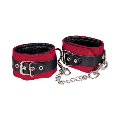 Leder-Fußfesseln, rot/schwarz Leder-Fußfesseln, rot/schwarz