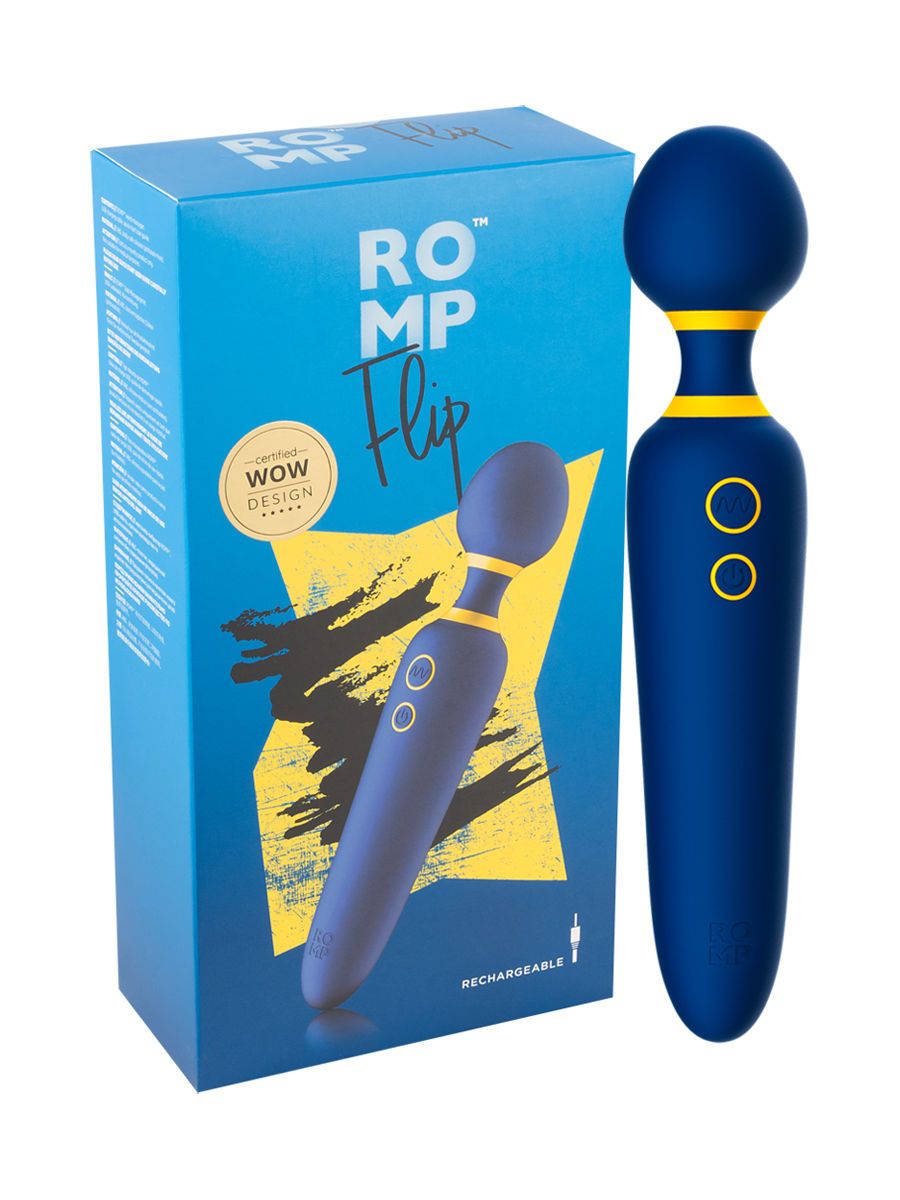 ROMP Flip: Wandvibrator, blau/gelb