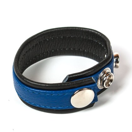 Black Label 3 Snap Leather Cock Ring: Penis- und Hodenriemen, schwarz/blau Black Label 3 Snap Leather Cock Ring: Penis- und Hodenriemen, schwarz/blau