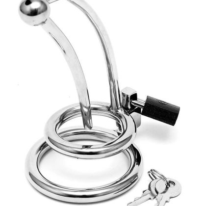 Penis Lock with curved urethral tube: Edelstahl-Peniskäfig mit Dilator Penis Lock with curved urethral tube: Edelstahl-Peniskäfig mit Dilator