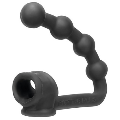 Buttballs: Penis- und Hodenring mit Analplug, schwarz Buttballs: Penis- und Hodenring mit Analplug, schwarz