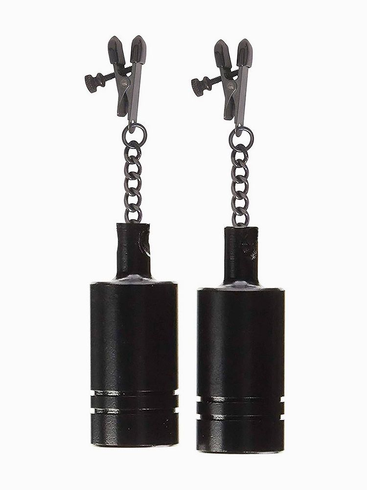 Black Label Coated Metal Tingling Nipple Clamps: Nippelklemmen mit Gewichten,...