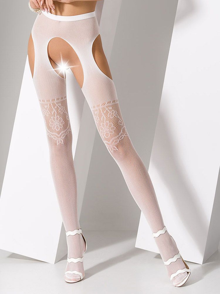 Passion: Ouvert-Strumpfhose S017, weiß (One Size)
