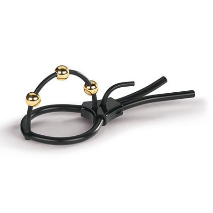 Mystim Pearly Pete Corona Strap: Elektro-Eichelring, schwarz/gold Mystim Pearly Pete Corona Strap: Elektro-Eichelring, schwarz/gold