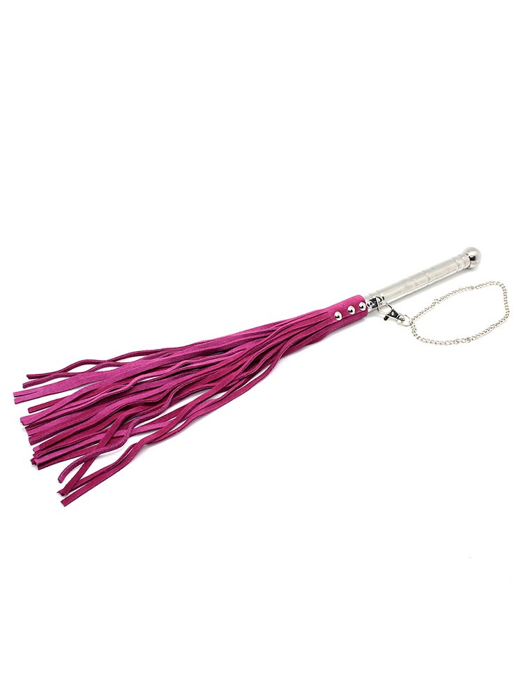 Leder-Peitsche, pink/silber