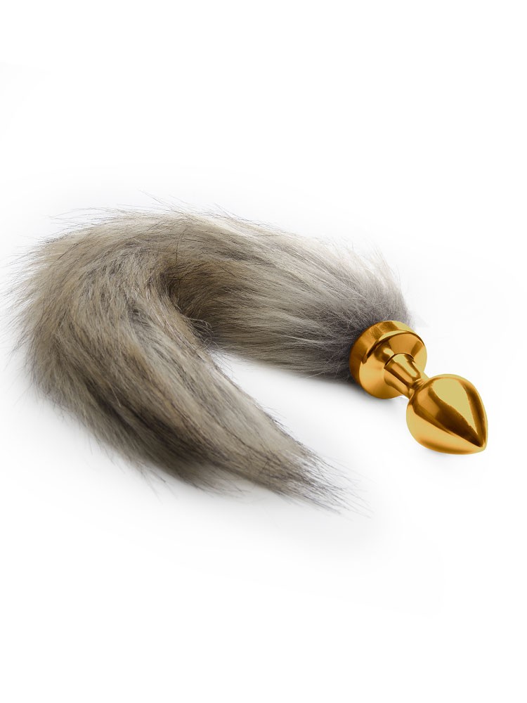 Ouch! Analplug mit Schweif, gold/braun
