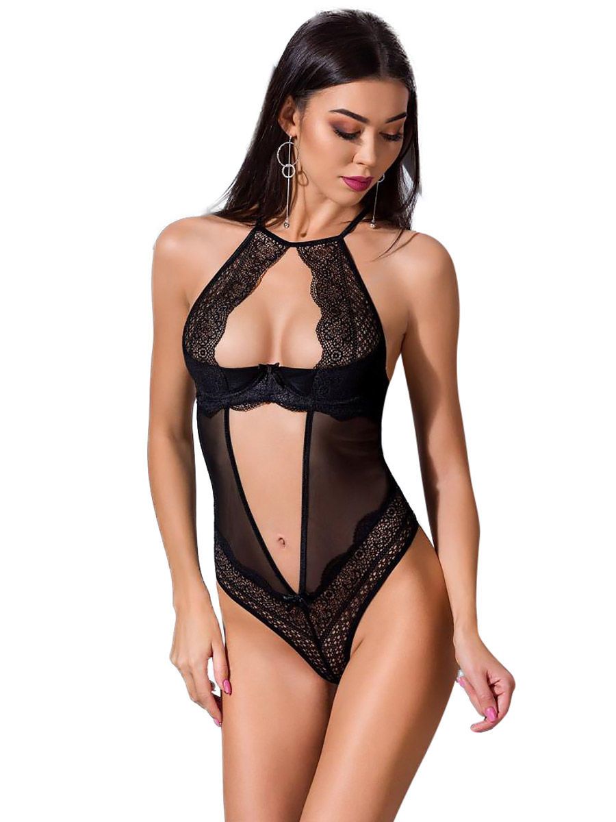Passion Yona: Spitzen-Body, schwarz (L/XL)