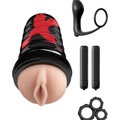 PDX Elite Ass Gasm Vibrating Kit: Masturbator, schwarz/haut PDX Elite Ass Gasm Vibrating Kit: Masturbator, schwarz/haut