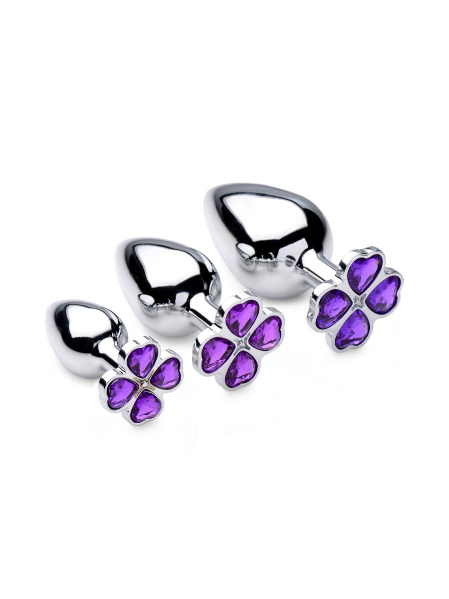 Booty Sparks Violet Flower Gem: Anal-Plug-Set 3-teilig, silber/lila