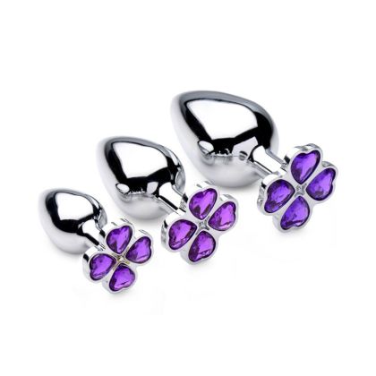 Booty Sparks Violet Flower Gem: Anal-Plug-Set 3-teilig, silber/lila Booty Sparks Violet Flower Gem: Anal-Plug-Set 3-teilig, silber/lila
