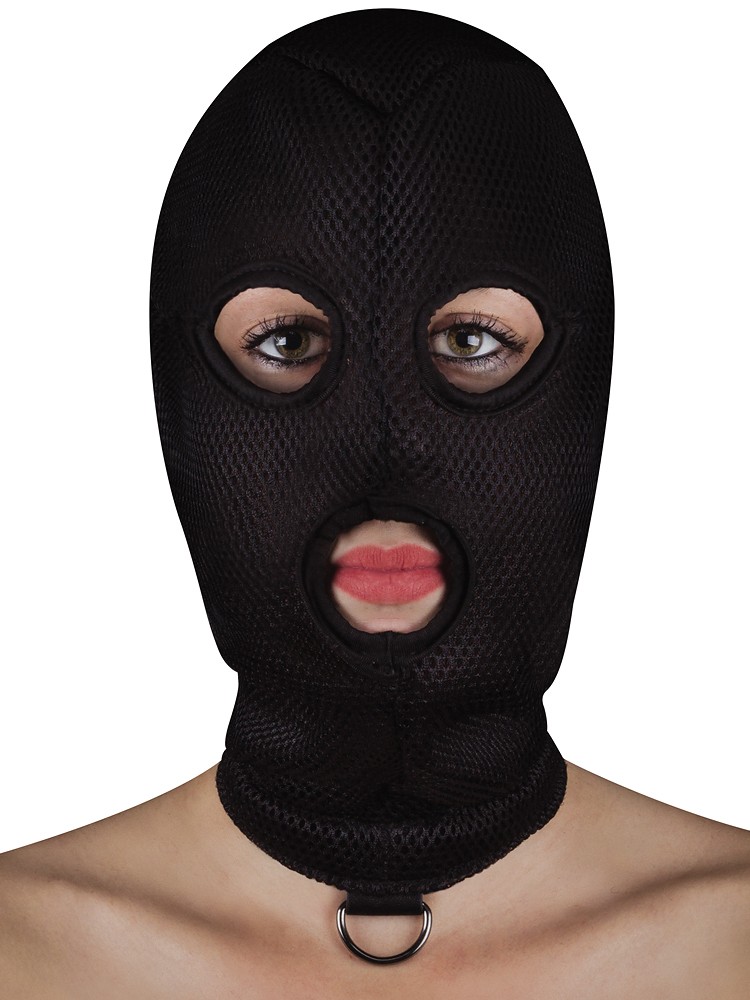 Ouch! Extreme Mesh Balaclava with D-Ring: Kopfmaske, schwarz