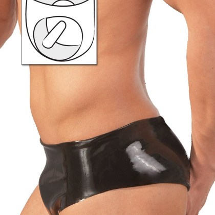 Latex-Brief mit Analplug, schwarz (M/L) Latex-Brief mit Analplug, schwarz (M/L)