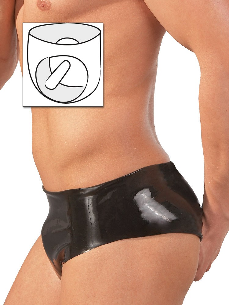 Latex-Brief mit Analplug, schwarz (M/L)