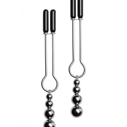 Master Series Adorn: Nippelklemmen, silber/schwarz Master Series Adorn: Nippelklemmen, silber/schwarz