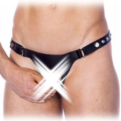 Leder-Ouvert-Riemenstring, schwarz (One Size) Leder-Ouvert-Riemenstring, schwarz (One Size)