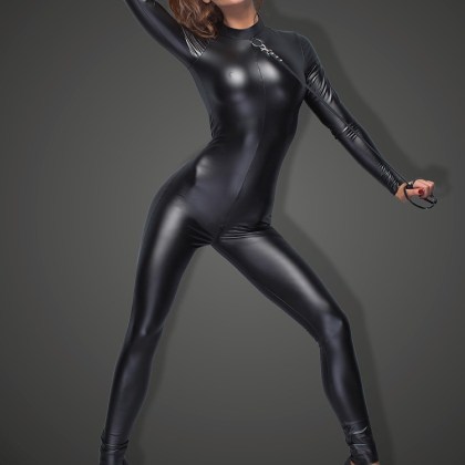 Noir Handmade: Wetlook-Catsuit mit Führleine F162, schwarz (M) Noir Handmade: Wetlook-Catsuit mit Führleine F162, schwarz (M)