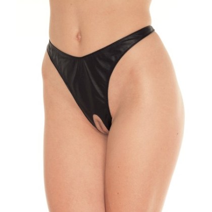 Leder-Ouvertslip, schwarz (One Size) Leder-Ouvertslip, schwarz (One Size)