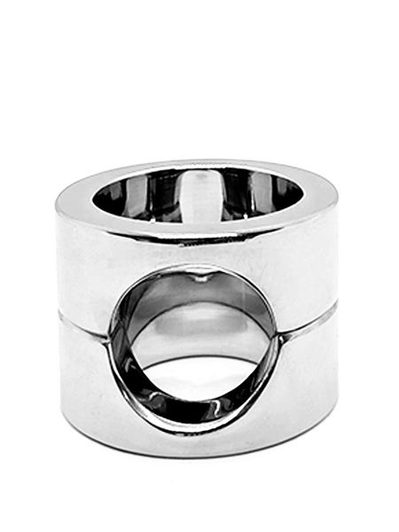 Black Label Cock Ring and Ball Stretcher: Edelstahl-Penis-/Hodenring