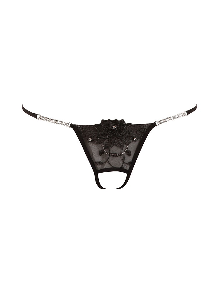Ouvertstring: Strass, schwarz (S/M)