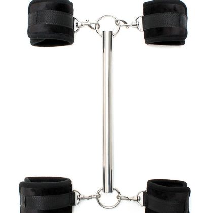 Softbondage Spreizstange mit abnehmbaren Hand- und Fußfesseln, schwarz Softbondage Spreizstange mit abnehmbaren Hand- und Fußfesseln, schwarz