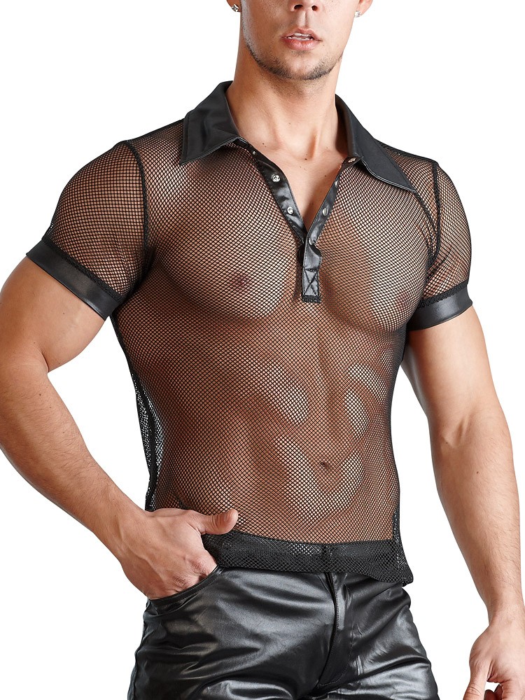 Herren-Netz-Shirt, schwarz (L)