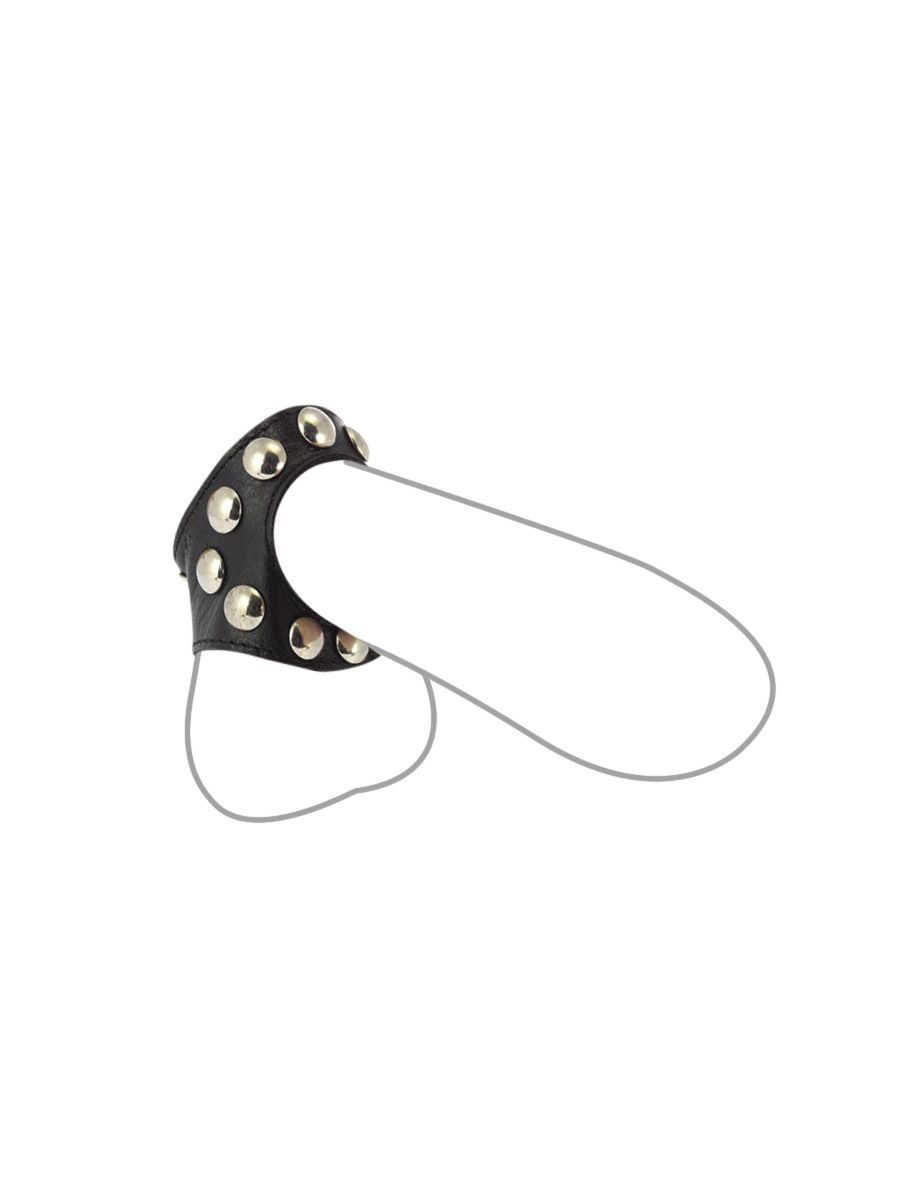 Leder-Penis-/Hodenriemen mit Nieten, schwarz