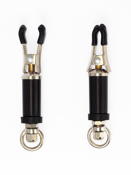 Metall-Nippelklemmen, silber/schwarz