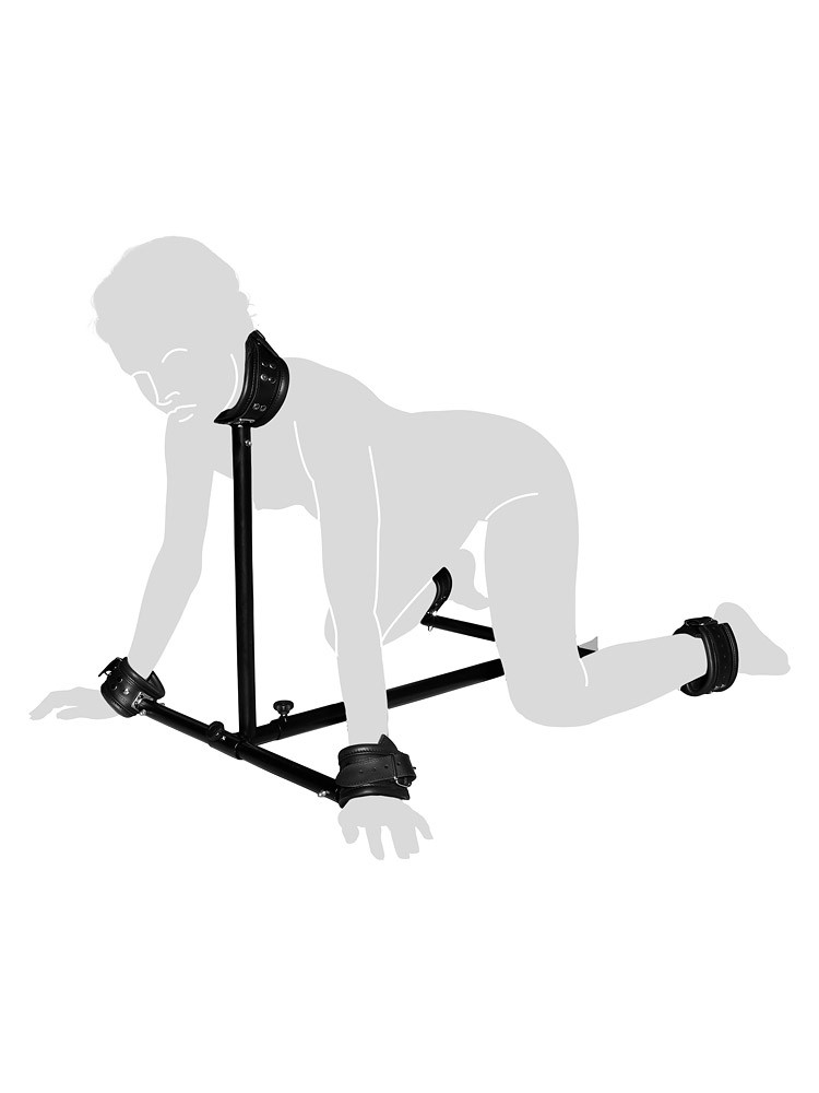 Bodenpranger mit Lederfesseln, schwarz