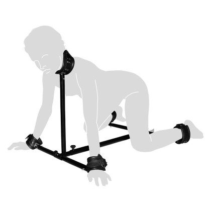 Bodenpranger mit Lederfesseln, schwarz Bodenpranger mit Lederfesseln, schwarz