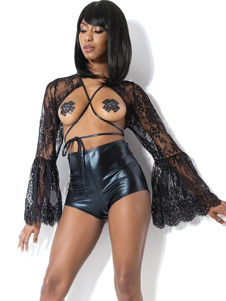 Coquette: Spitzen-Bolero, schwarz (One Size)