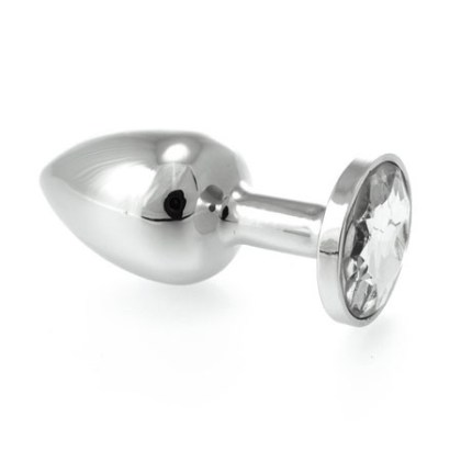 Edelstahl-Buttplug mit klarem Kristall (155g) Edelstahl-Buttplug mit klarem Kristall (155g)