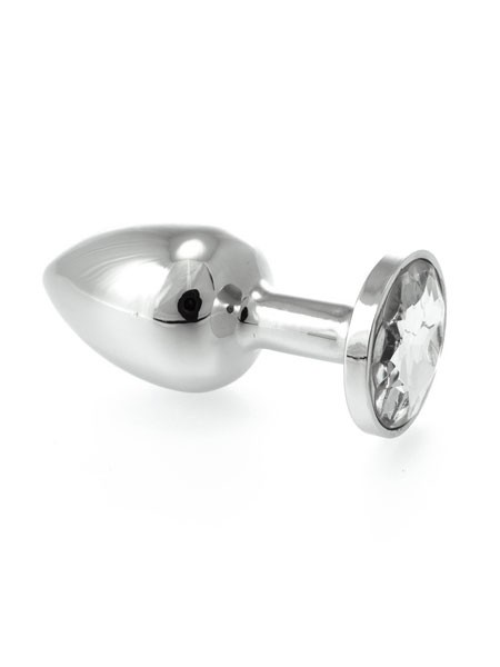 Edelstahl-Buttplug mit klarem Kristall (155g)