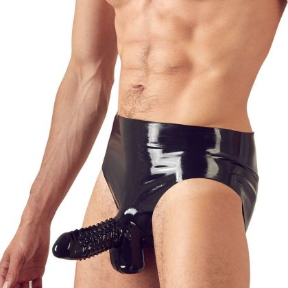 Latex-Brief mit Penishülle, schwarz (XL) Latex-Brief mit Penishülle, schwarz (XL)